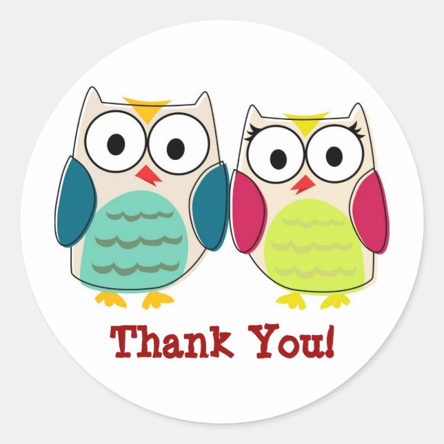 Niedlich Owls Vielen Dank, Stickers (Vorderseite)