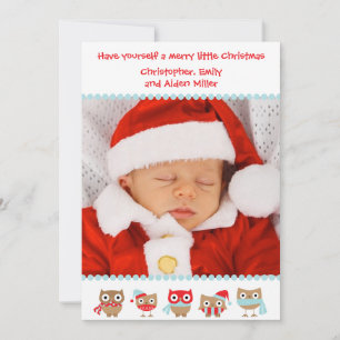 Niedlich Owls Weihnachtskarte Feiertagskarte