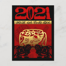 Niedlich Ox Chinese Year 2021 Zodiac Birthday HPos Feiertagspostkarte