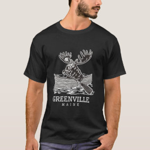 Niedlich Paddling Elch in Greenville Maine Canoe M T-Shirt