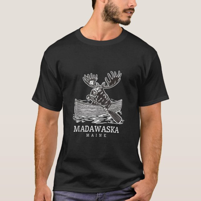 Niedlich Paddling Elch in Madawaska Maine Canoe ME T-Shirt (Vorderseite)