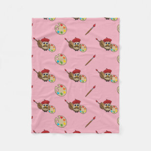 Niedlich Painter Owl Cartoon Fleecedecke