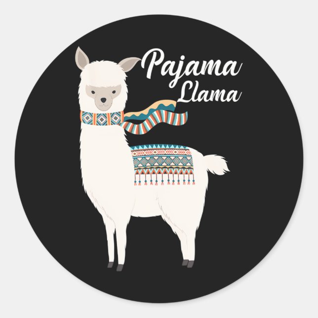 Niedlich Pajama Llama Bed Time Llama Pajama Runder Aufkleber (Vorderseite)