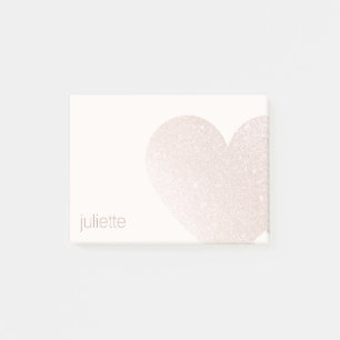 Niedlich Pale Pink Glitzer Herz Post-it Klebezettel