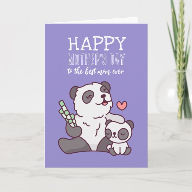 Niedlich Panda Animal Cartoon Happy Mother Day Karte (Vorderseite)