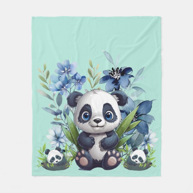Niedlich Panda Baby Fleecedecke (Vorderseite)