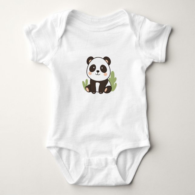 Niedlich Panda Baby Jersey Bodysuit Baby Strampler (Vorderseite)
