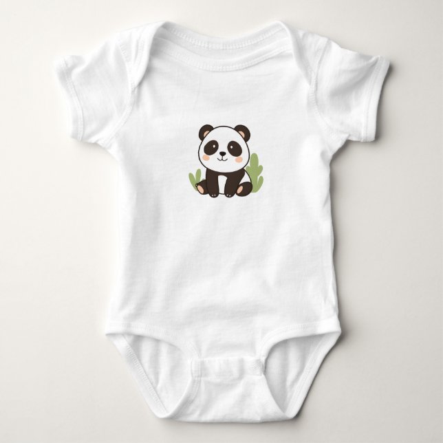 Niedlich Panda Baby Jersey Bodysuit Strampler (Vorderseite)