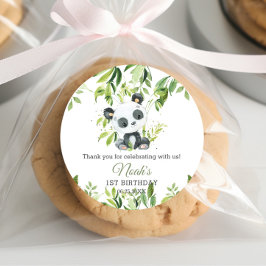 Niedlich Panda Bamboo Greenery Baby Shower Geburts Runder Aufkleber