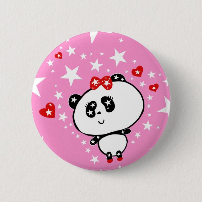 Niedlich Panda Bear Baby Girl Kawaii Art von LeahG Button (Vorderseite)