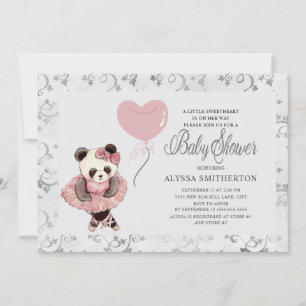 Niedlich Panda Bear Ballerina Baby Girl Dusche Einladung