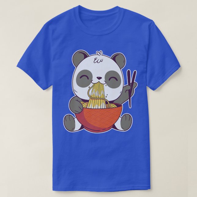 Niedlich Panda Bear Cub Ess Ramen Noodles Kawaii A T-Shirt (Design vorne)
