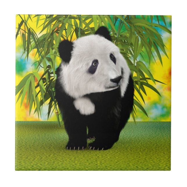Niedlich Panda Bear Cub Kawaii Tiergeschenk Fliese (Vorderseite)