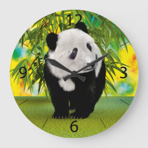 Niedlich Panda Bear Cub Kawaii Tiergeschenk Große Wanduhr