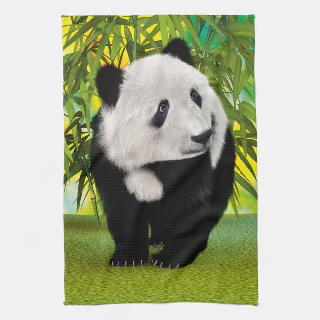 Niedlich Panda Bear Cub Kawaii Tiergeschenk Küchentuch (Vertikal)