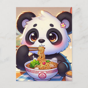 Niedlich Panda Bear Eating Ramen Postkarte