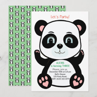 Niedlich Panda Bear Geburtstag Einladung