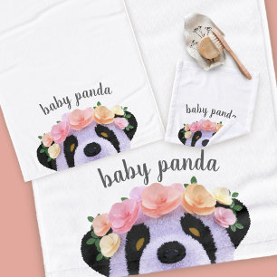Niedlich Panda Bear Girl Individuelle Name Badetuc Badhandtuch Set