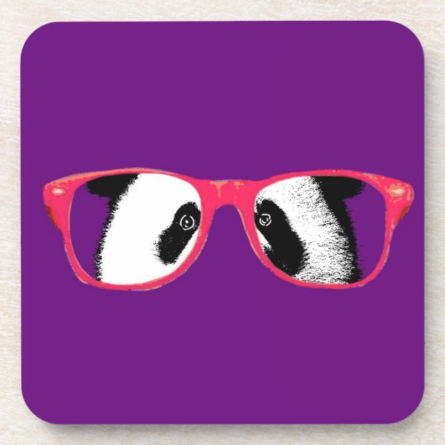 Niedlich Panda Bear in Glasses Funny Trendy von Le Getränkeuntersetzer (Vorderseite)