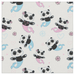 Niedlich Panda Bear Mermaids Stoff