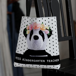Niedlich Panda Bear Polka Dot Teacher Tote Bag