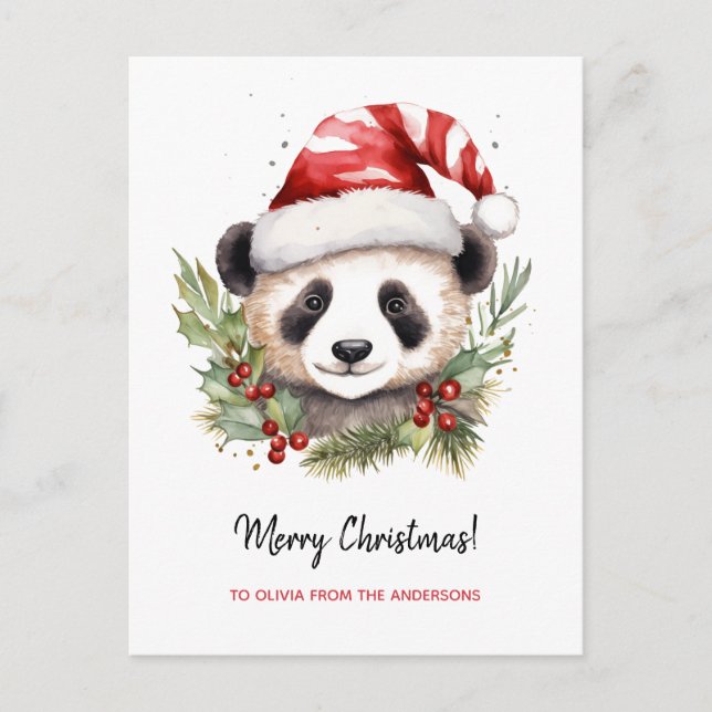 Niedlich Panda Bear Santa Merry Weihnachten (Vorderseite)