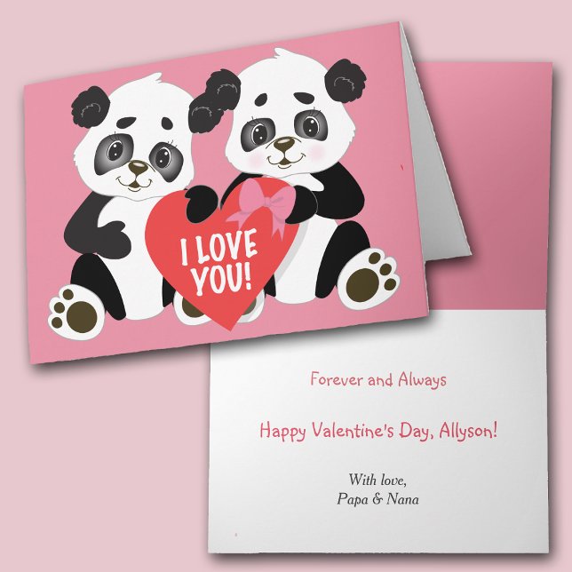 Niedlich Panda Bears Valentine Feiertagskarte (Von Creator hochgeladen)