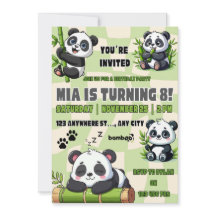 Niedlich Panda Birthday Einladung
