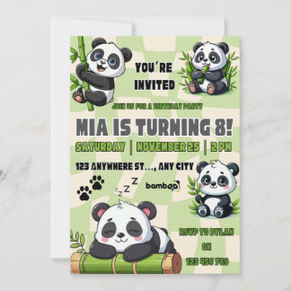 Niedlich Panda Birthday Einladung