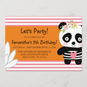 Niedlich Panda Birthday Girl Einladung