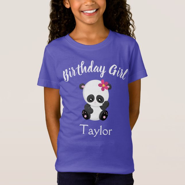Niedlich Panda Birthday Girl T-Shirt (Vorderseite)