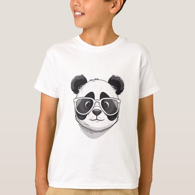 Niedlich Panda Cartoon T-Shirt (Vorderseite)