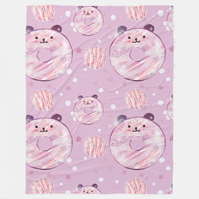 Niedlich Panda Donuts - Pastel Ästhetik Fleecedecke (Vorderseite)