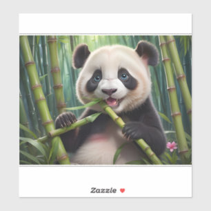 Niedlich Panda Eating Bamboo Aufkleber
