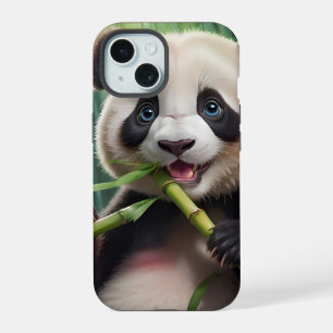 Niedlich Panda Eating Bamboo iPhone 15 Hülle