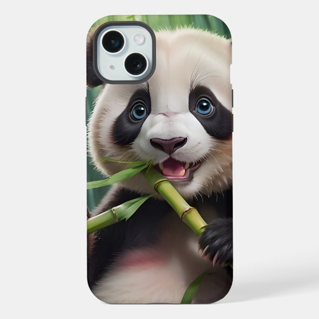 Niedlich Panda Eating Bamboo iPhone Hülle (Rückseite)