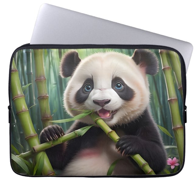 Niedlich Panda Eating Bamboo Laptopschutzhülle (Vorderseite)