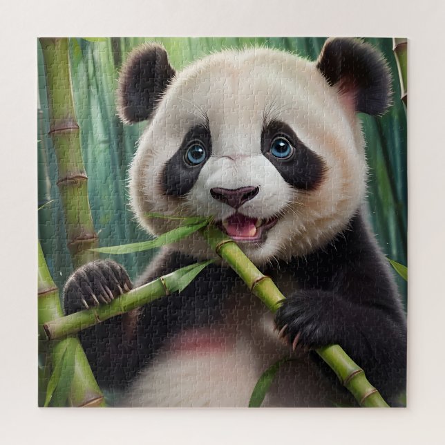 Niedlich Panda Eating Bamboo Puzzle (Vertikal)