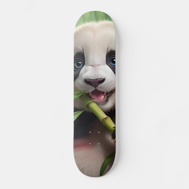 Niedlich Panda Eating Bamboo Skateboard (Vorderseite)