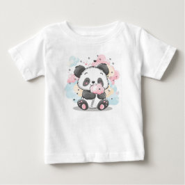Niedlich Panda Eating Cotton Candy Kawaii Cartoon Baby T-shirt