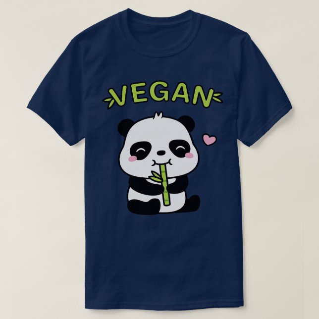 Niedlich Panda Essen Bamboo Shoot Vegan T-Shirt (Design vorne)