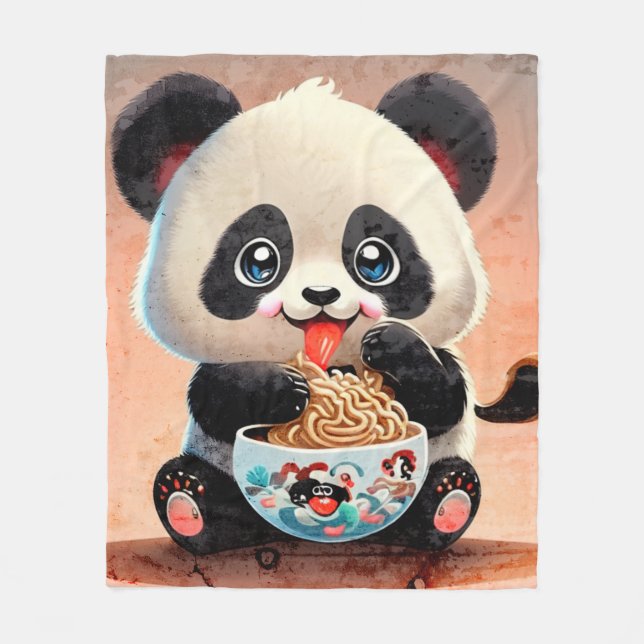 Niedlich Panda-Essen Ramen Fleecedecke (Vorderseite)