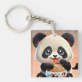 Niedlich Panda-Essen Ramen Schlüsselanhänger