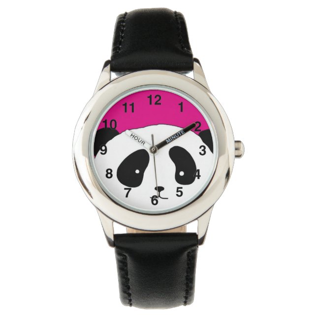 Niedlich Panda FACE rosa Armbanduhr (Vorderseite)