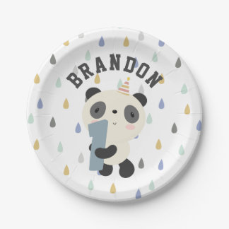 Niedlich Panda First Birthday Balloon individuell Pappteller