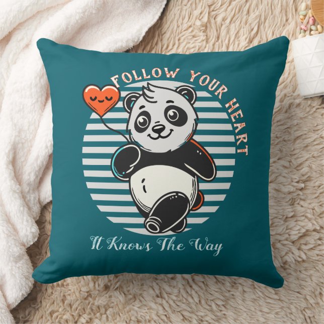 Niedlich Panda "Follow Your Heart" Personalisiert Kissen (Decke)