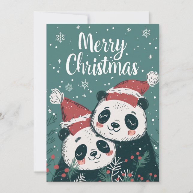 Niedlich Panda Frohe Weihnachten (Vorderseite)
