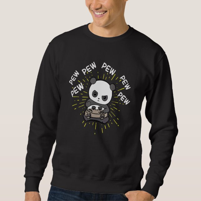 Niedlich Panda Gamer Pew Pew Boys Gamer Controller Sweatshirt (Vorderseite)