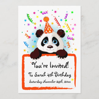 Niedlich Panda Geburtstags-Einladungen Einladung