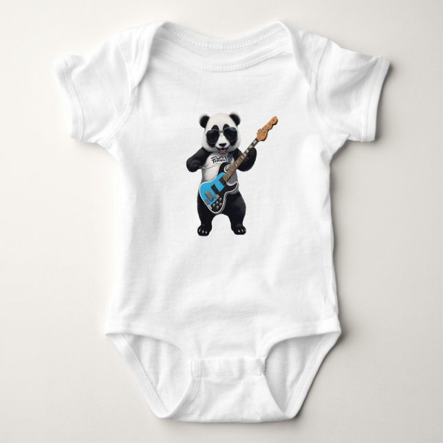 Niedlich Panda Gitarre spielen, Music Panda Liebha Baby Strampler (Vorderseite)